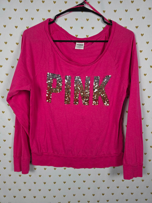 Victorias Secret PINK VINTAGE y2k BLING GRADIENT Gold Silver Long sleeve tee SM
