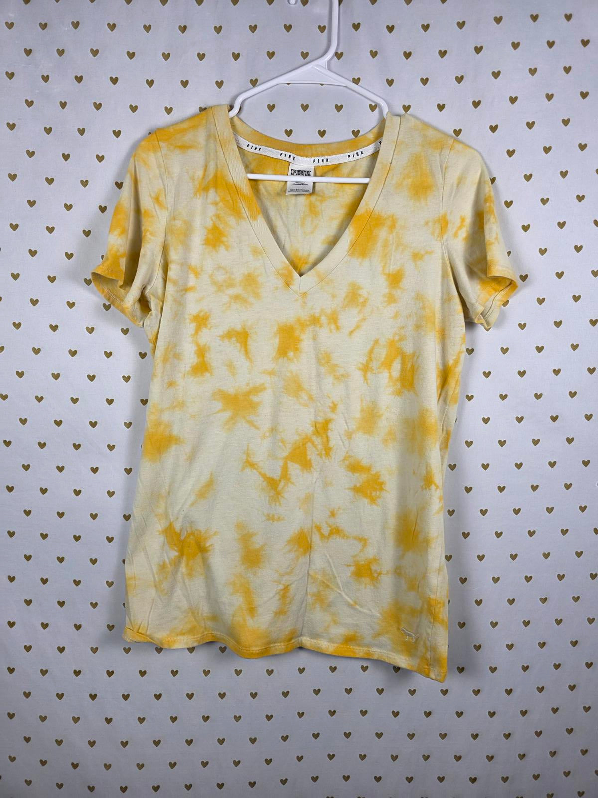 Victorias Secret PINK Yellow Tye Dye Tee shirt Medium