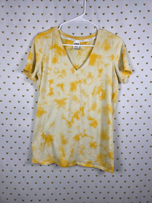 Victorias Secret PINK Yellow Tye Dye Tee shirt Medium