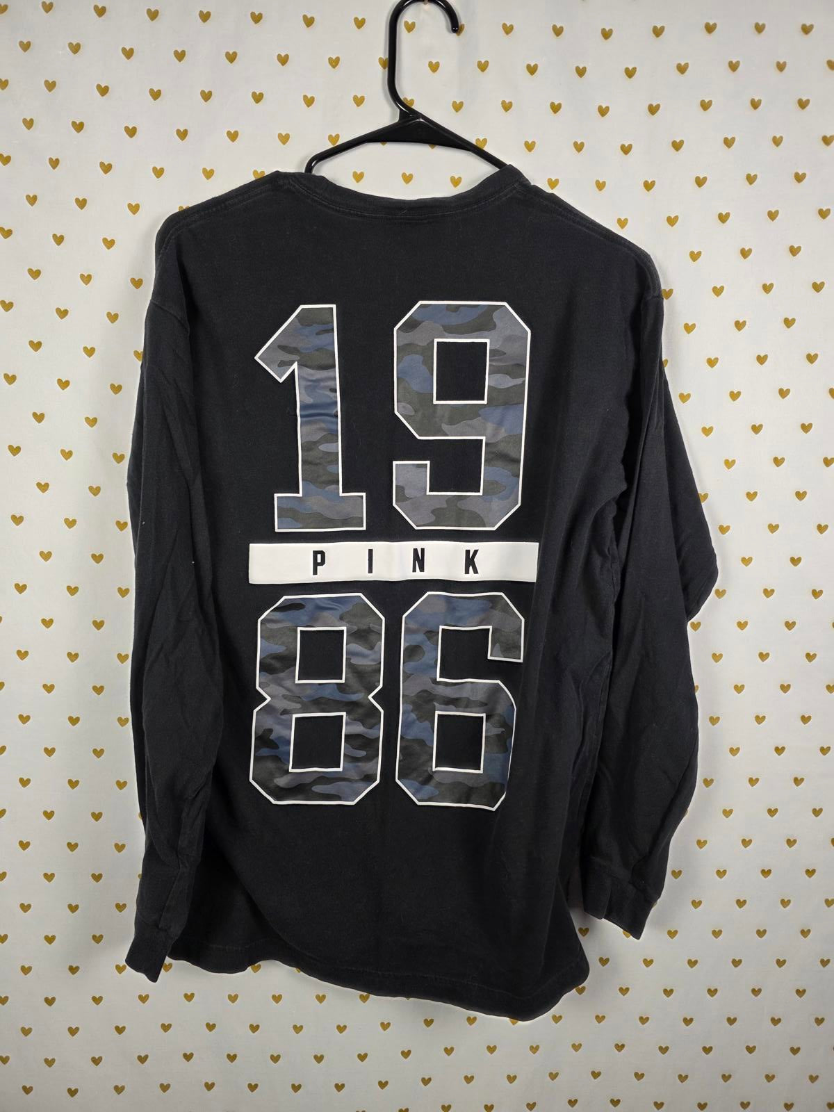 Victorias Secret PINK Oversized Campus Tee Shirt Camo camouflate 1986 Small