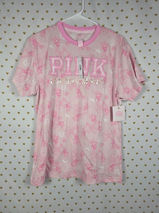 Victorias Secret PINK LOVESHACKFANCY NEW Floral Campus Tee NWT XS LOVESHACK