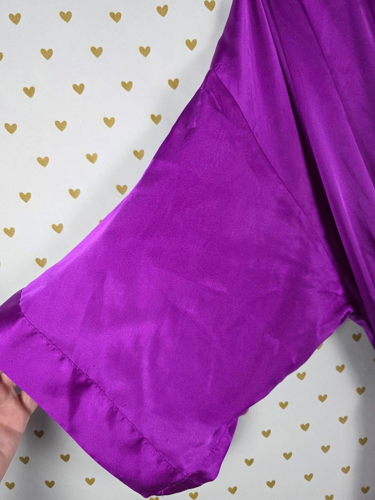 Victorias Secret Satin Silky Robe Purple Grey Lounge Kimono Wrap SMALL MEDIUM