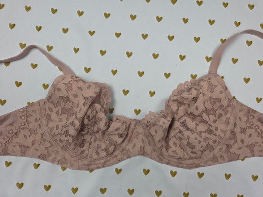 Victorias Secret Beige Lace BODY BY Unlined Demi Bra 32DD