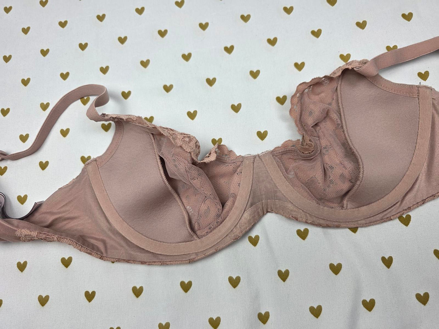 Victorias Secret Beige Lace BODY BY Unlined Demi Bra 32DD