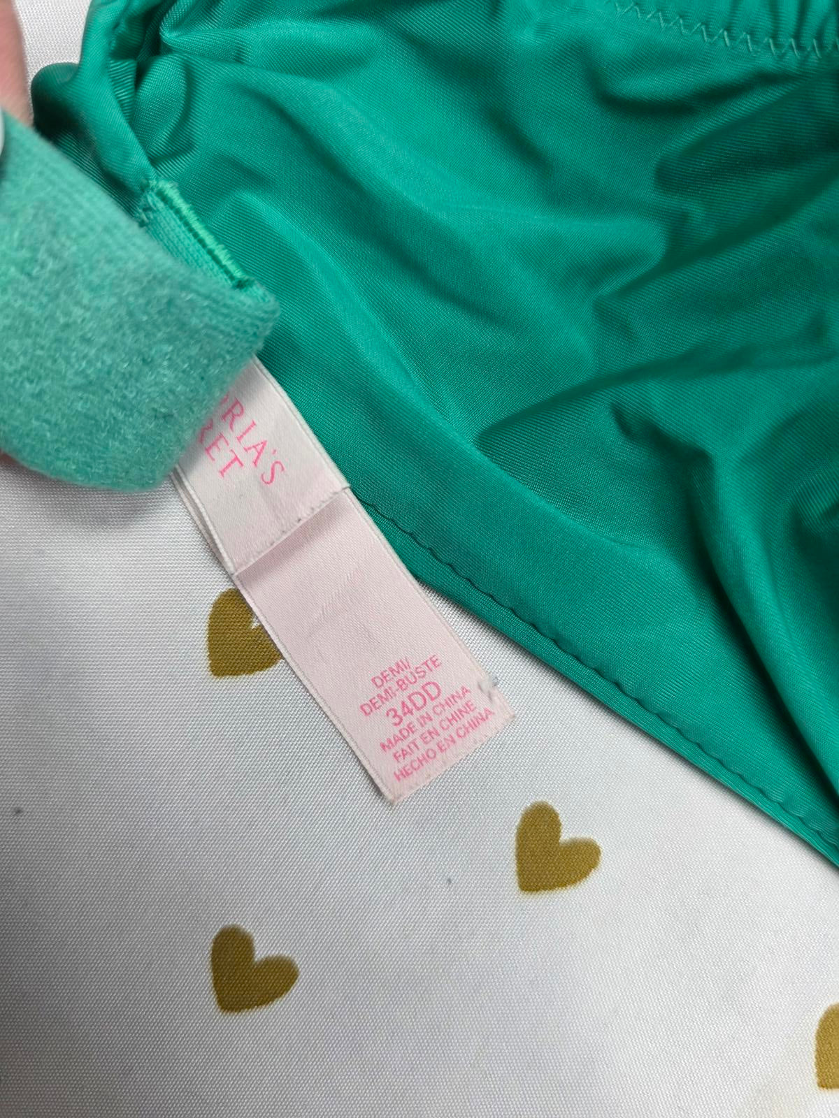 Victorias Secret GREEN Satin 34DD Demi Balconette Bra