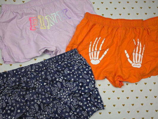 Victorias Secret PINK Lot of 3 SMALL Sleep Shorts Boxers Pajama Bottoms