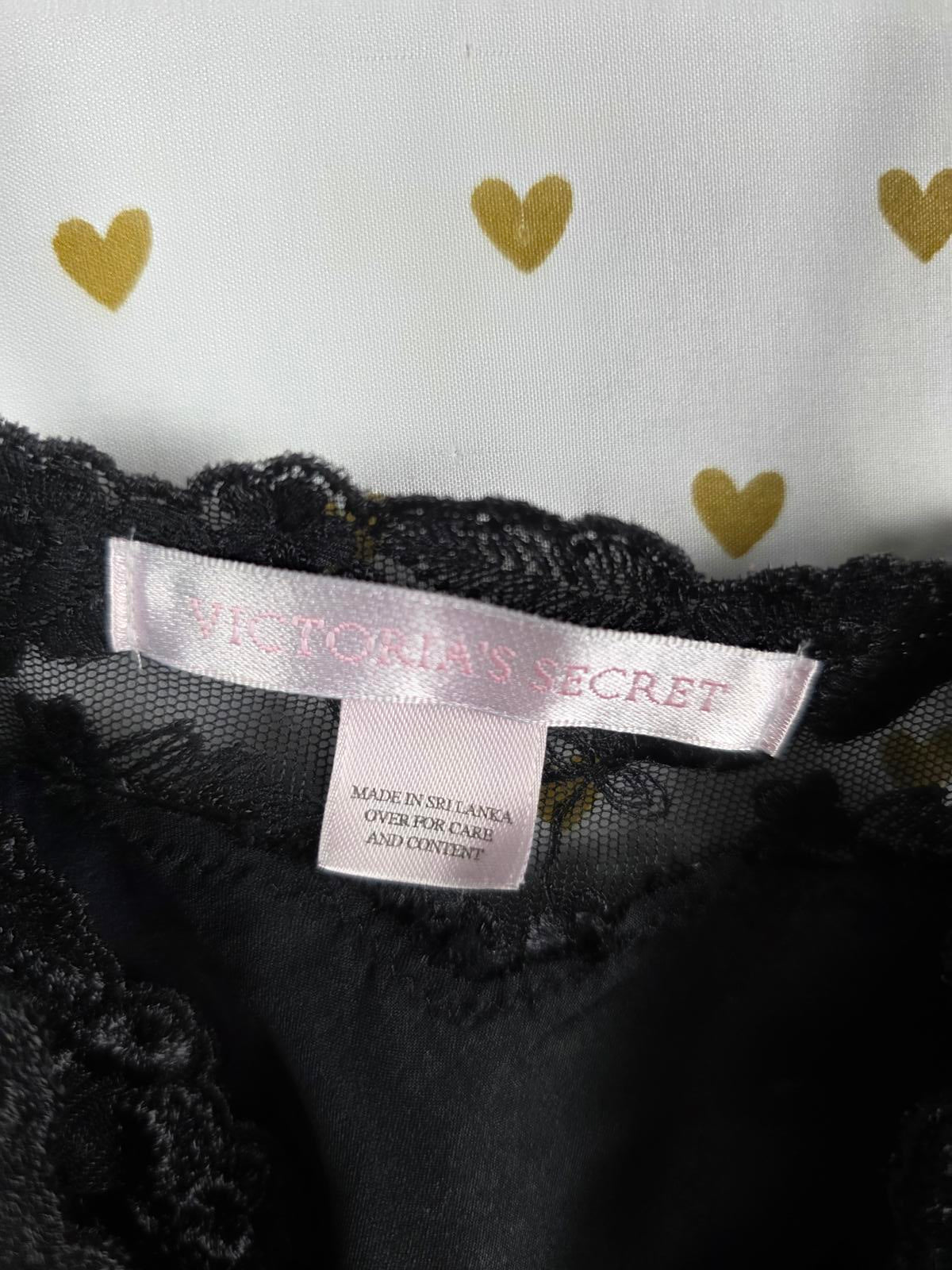 Victorias Secret Vintage Black Satin tank top Babydoll Small Y2k