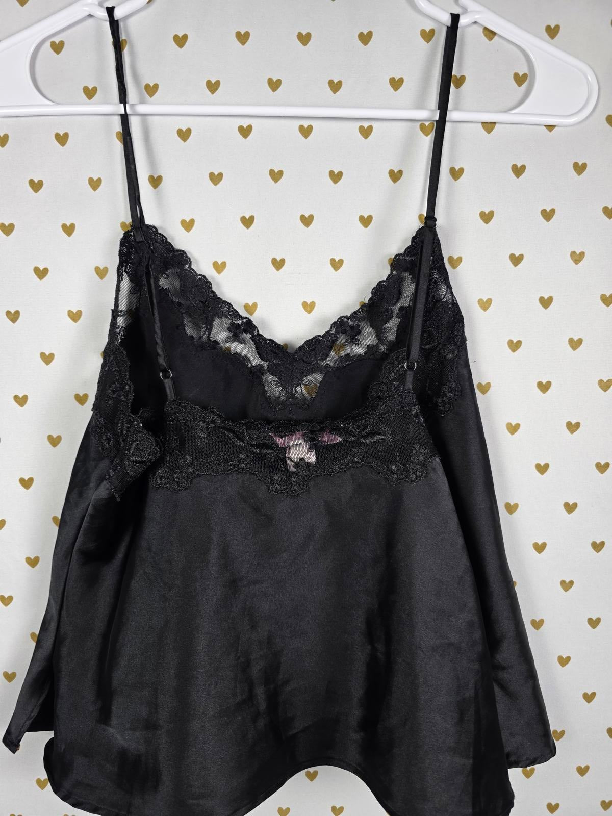 Victorias Secret Vintage Black Satin tank top Babydoll Small Y2k