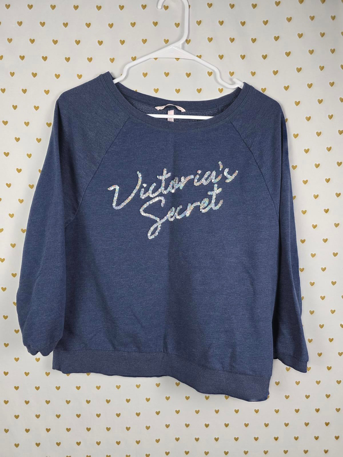 Victorias Secret BLING sequined Logo Crew Sweater Long sleeve XS