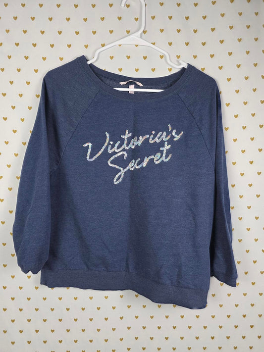 Victorias Secret BLING sequined Logo Crew Sweater Long sleeve XS