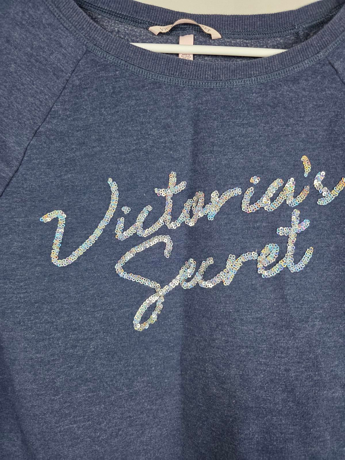 Victorias Secret BLING sequined Logo Crew Sweater Long sleeve XS