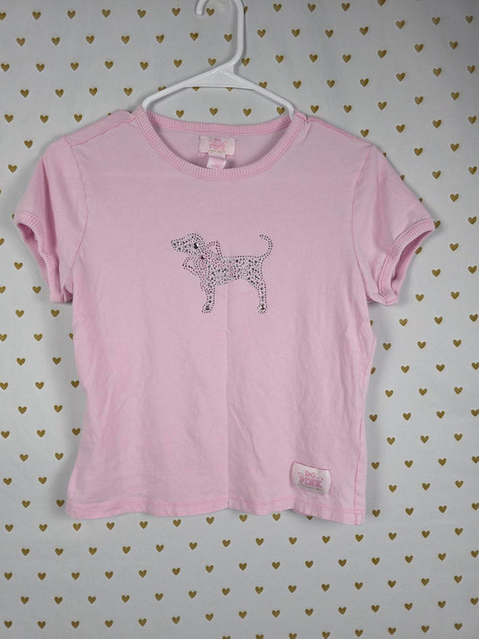 Victorias Secret PINK LOVESHACKFANCY BLING dog Baby Tee SMALL Retro Cotton