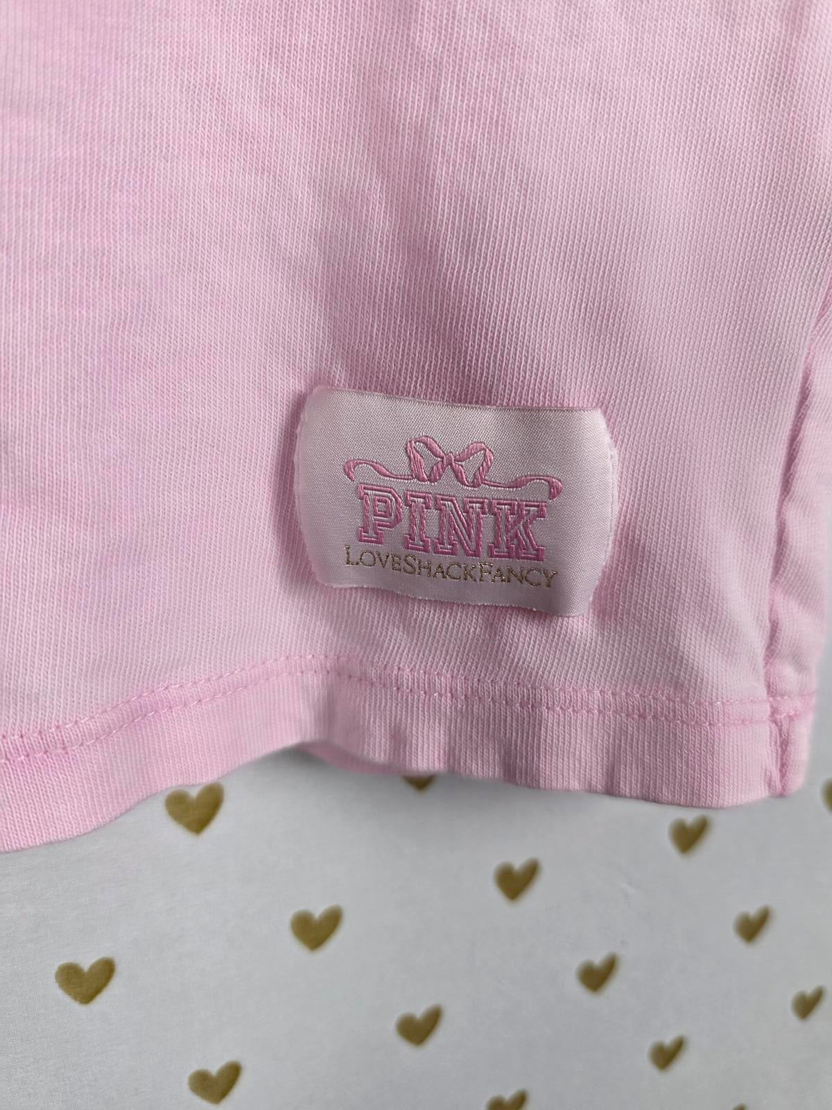 Victorias Secret PINK LOVESHACKFANCY BLING dog Baby Tee SMALL Retro Cotton