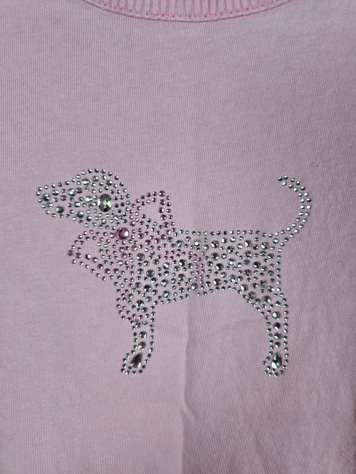 Victorias Secret PINK LOVESHACKFANCY BLING dog Baby Tee SMALL Retro Cotton