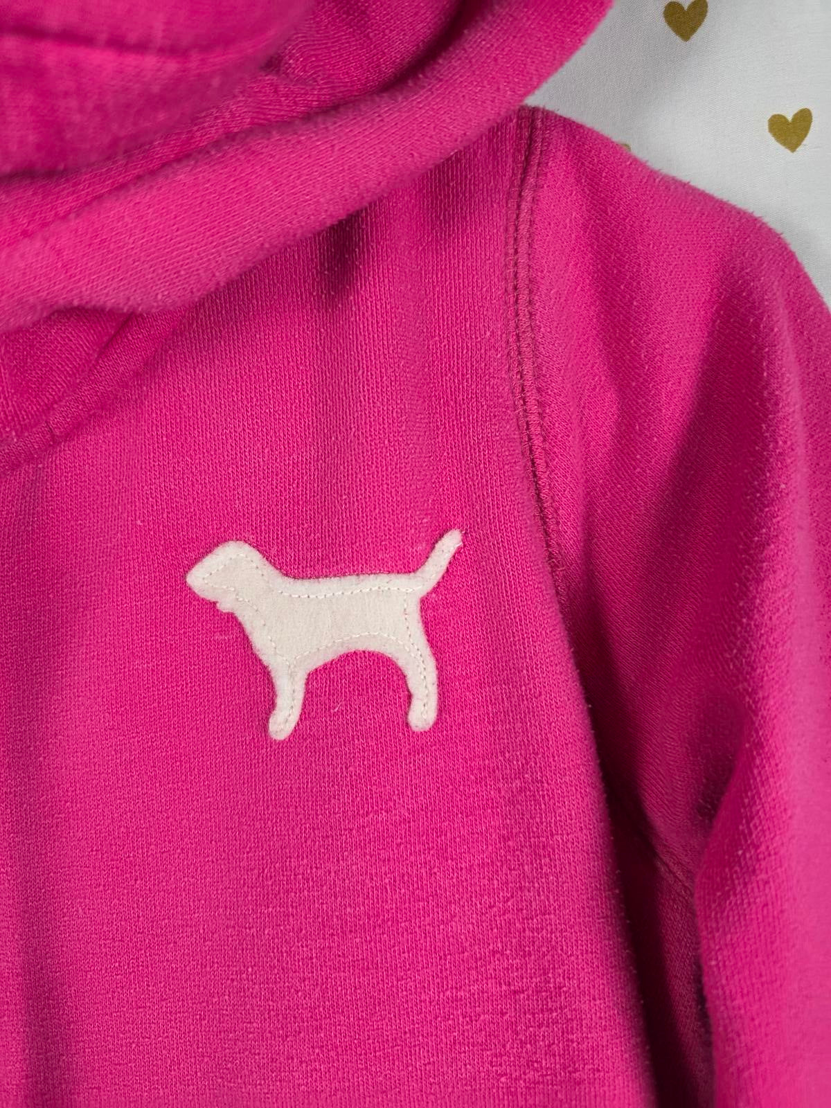 Victorias Secret Pink VINTAGE Embroidered LOVE Hoodie Y2k FUR LINED Small