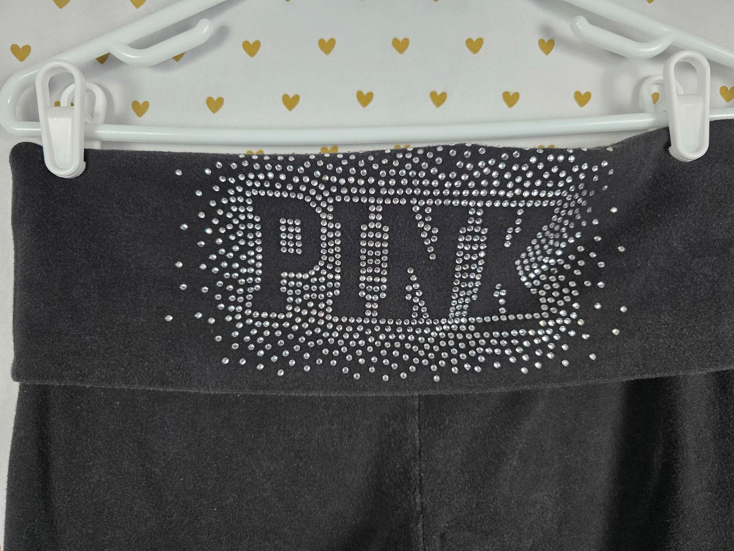 Victorias Secret PINK RARE Vintage Y2k FOLDOVER Yoga Pants BLING large FLARE