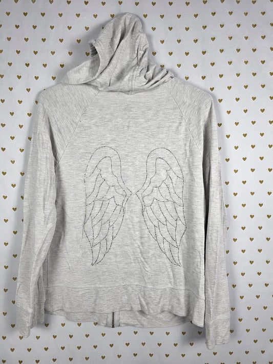 Victorias Secret BLING WINGS Grey Full Zip Hoodie Jacket MEDIUM