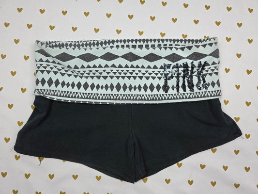 Victorias Secret PINK Bling Aztec FOLDOVER Yoga SHORTS Y2k XS Vintage