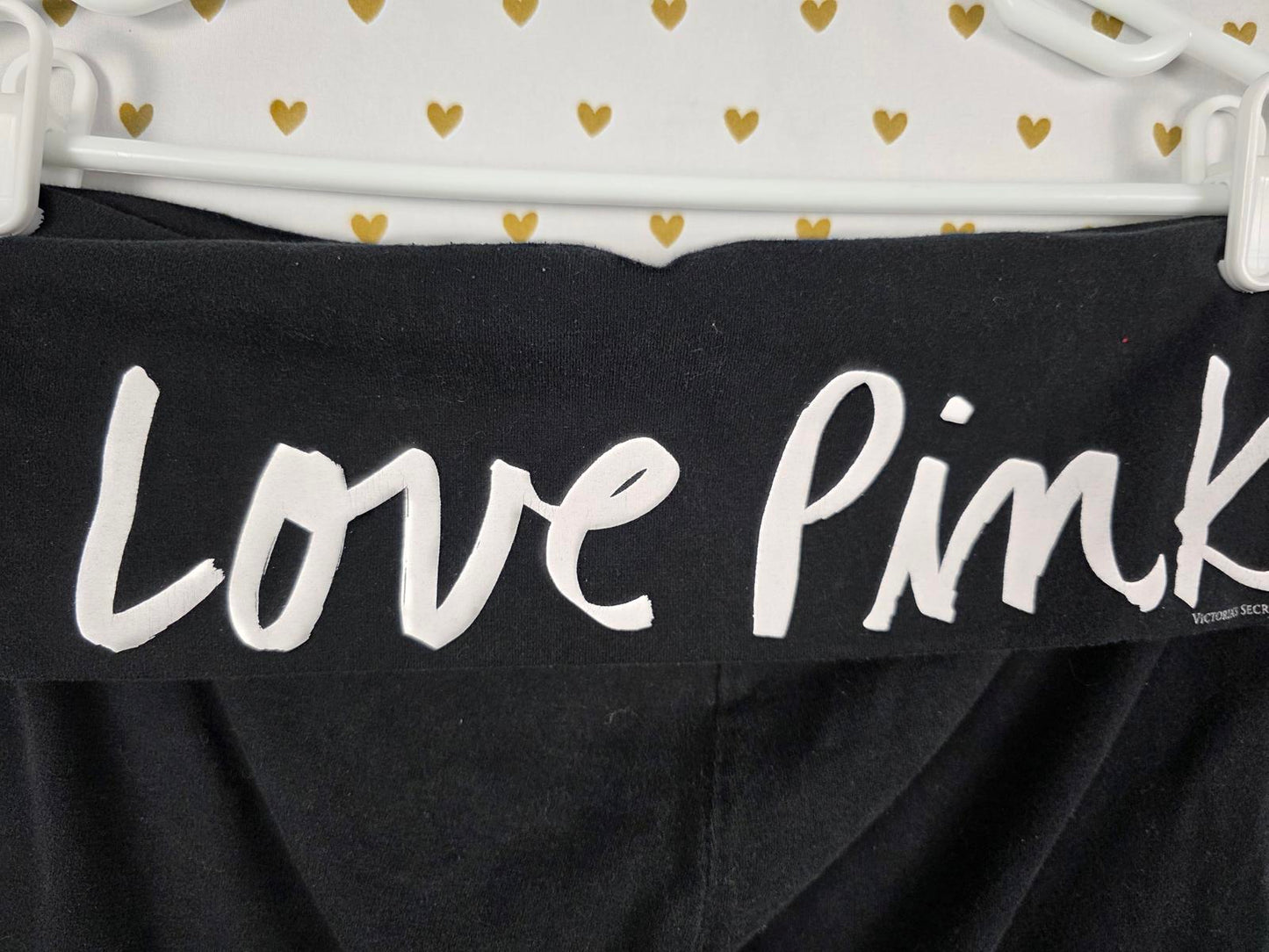 Victorias Secret PINK LOVE Foldover Yoga Pants Y2k Vintage Capri Leggings Large
