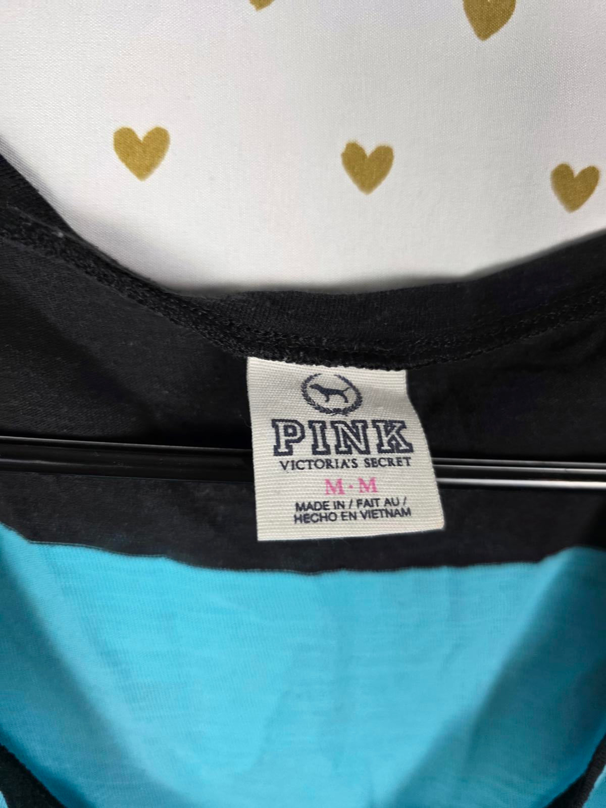 Victorias Secret PINK Boxy Striped Cropped vintage Tee shirt MEDIUM Y2k