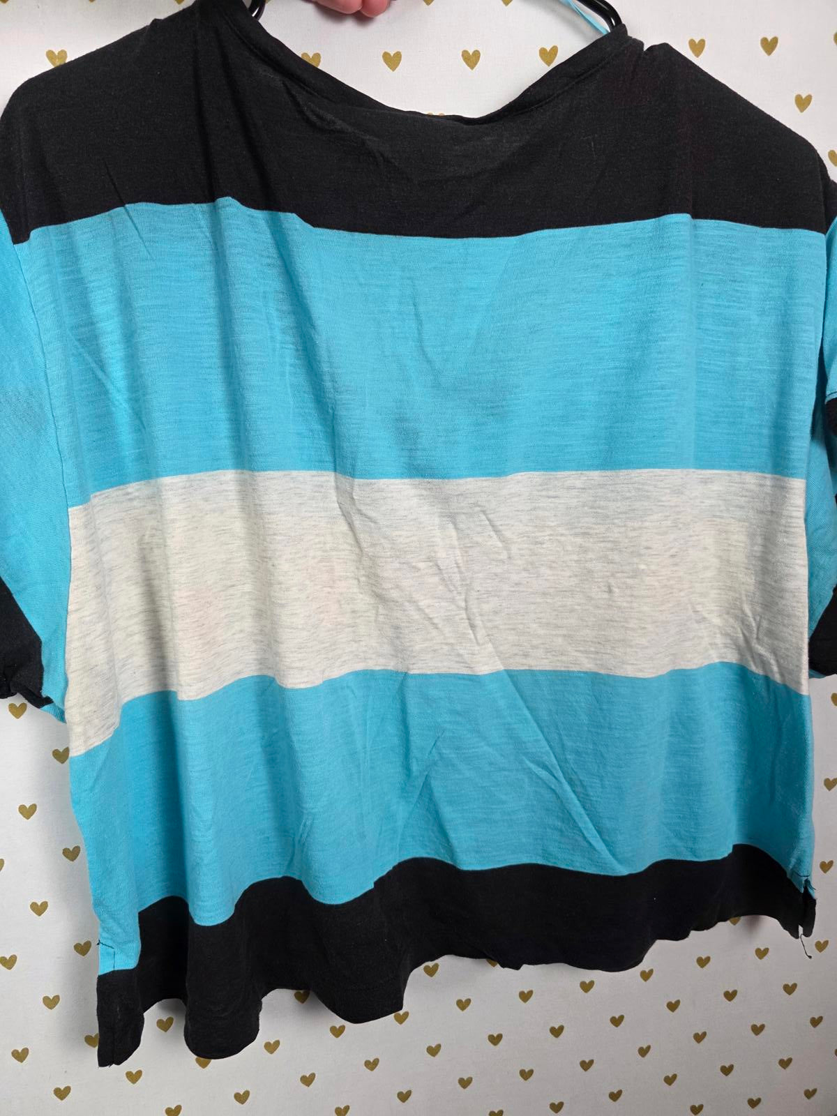 Victorias Secret PINK Boxy Striped Cropped vintage Tee shirt MEDIUM Y2k