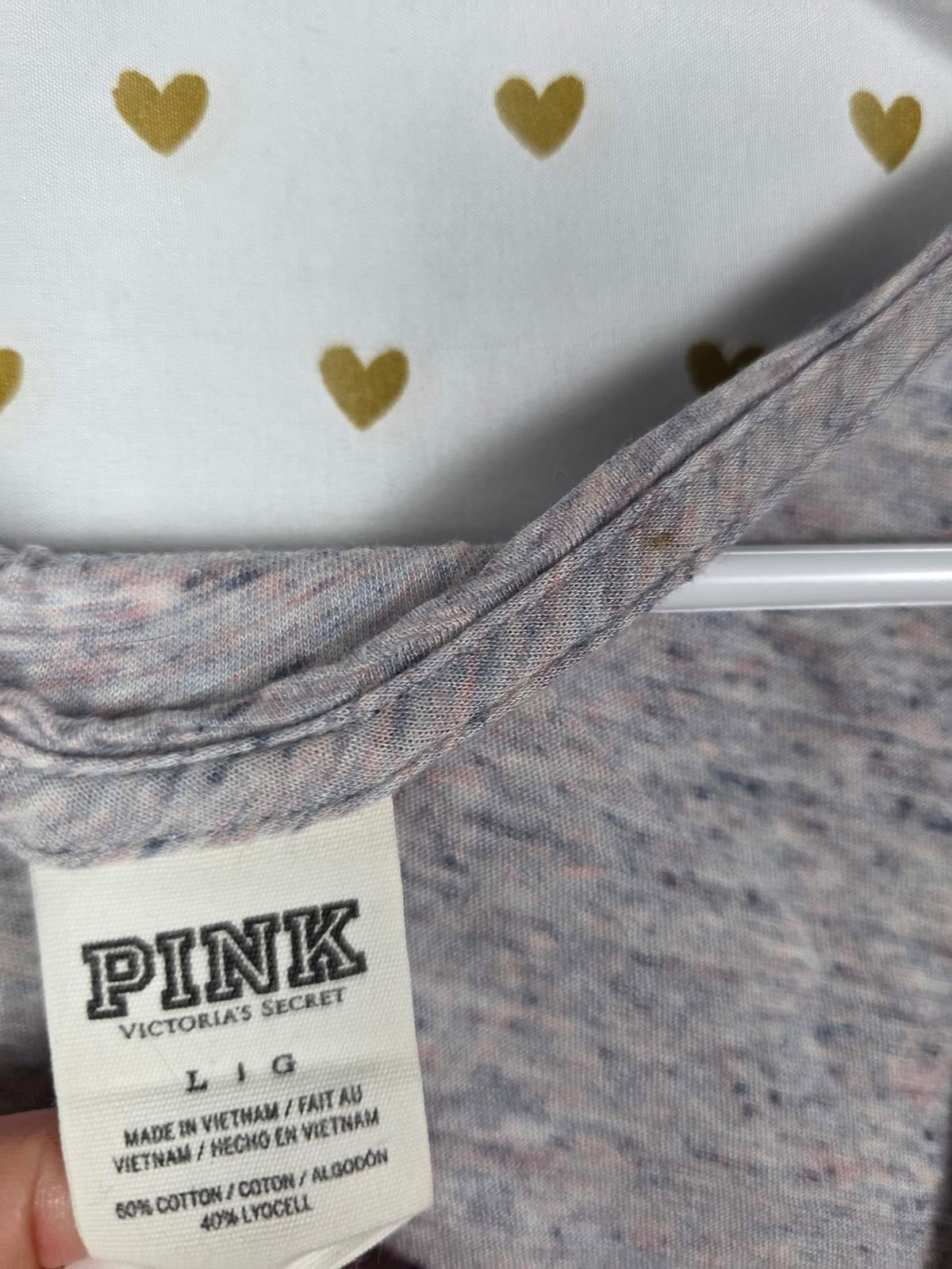 Victorias Secret PINK Grey BLING Tank Top Sequined LARGE