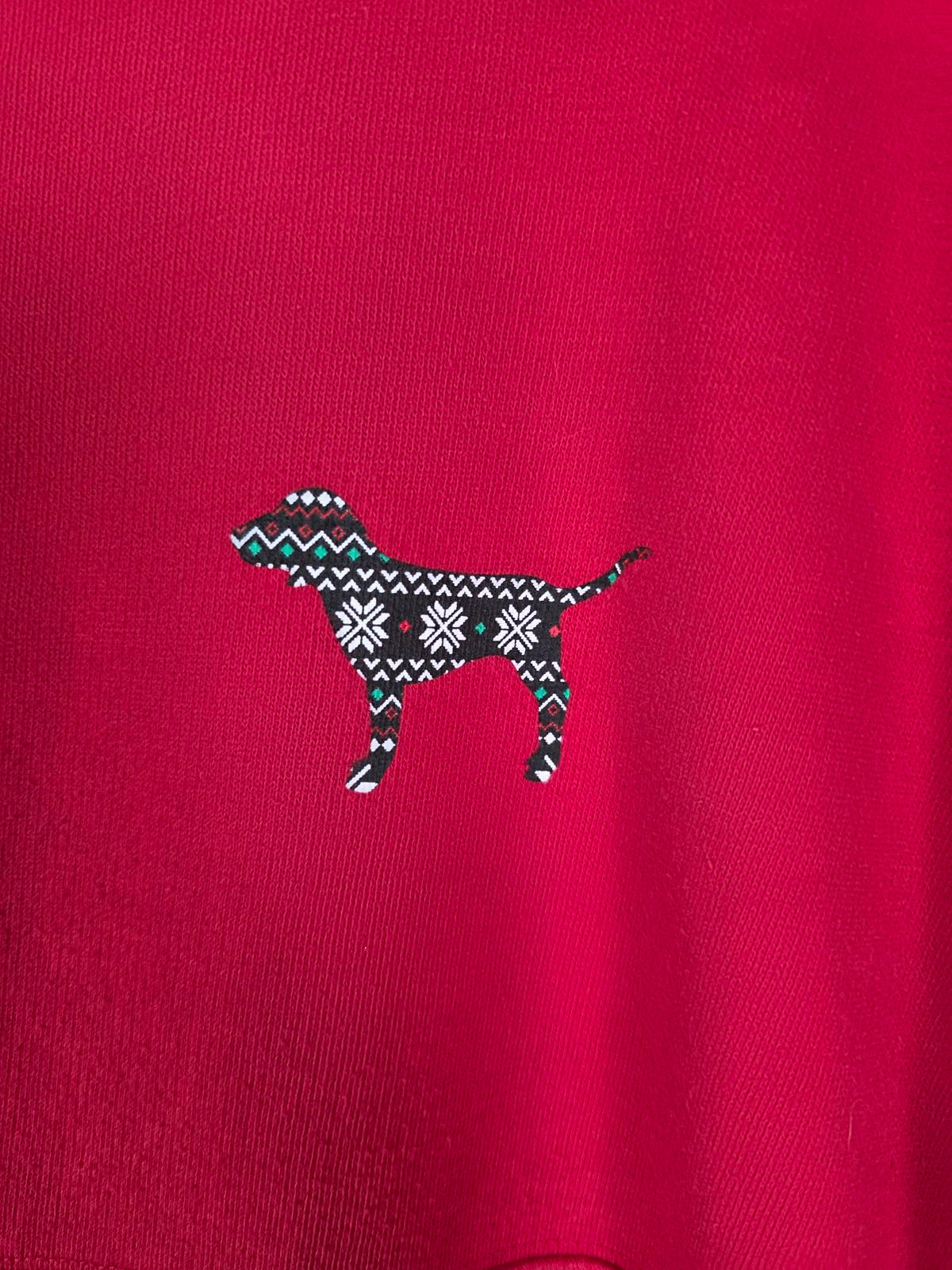 Victorias Secret Pink Campus Geometric Logo Sweater Shirt RED MEDIUM Oversized