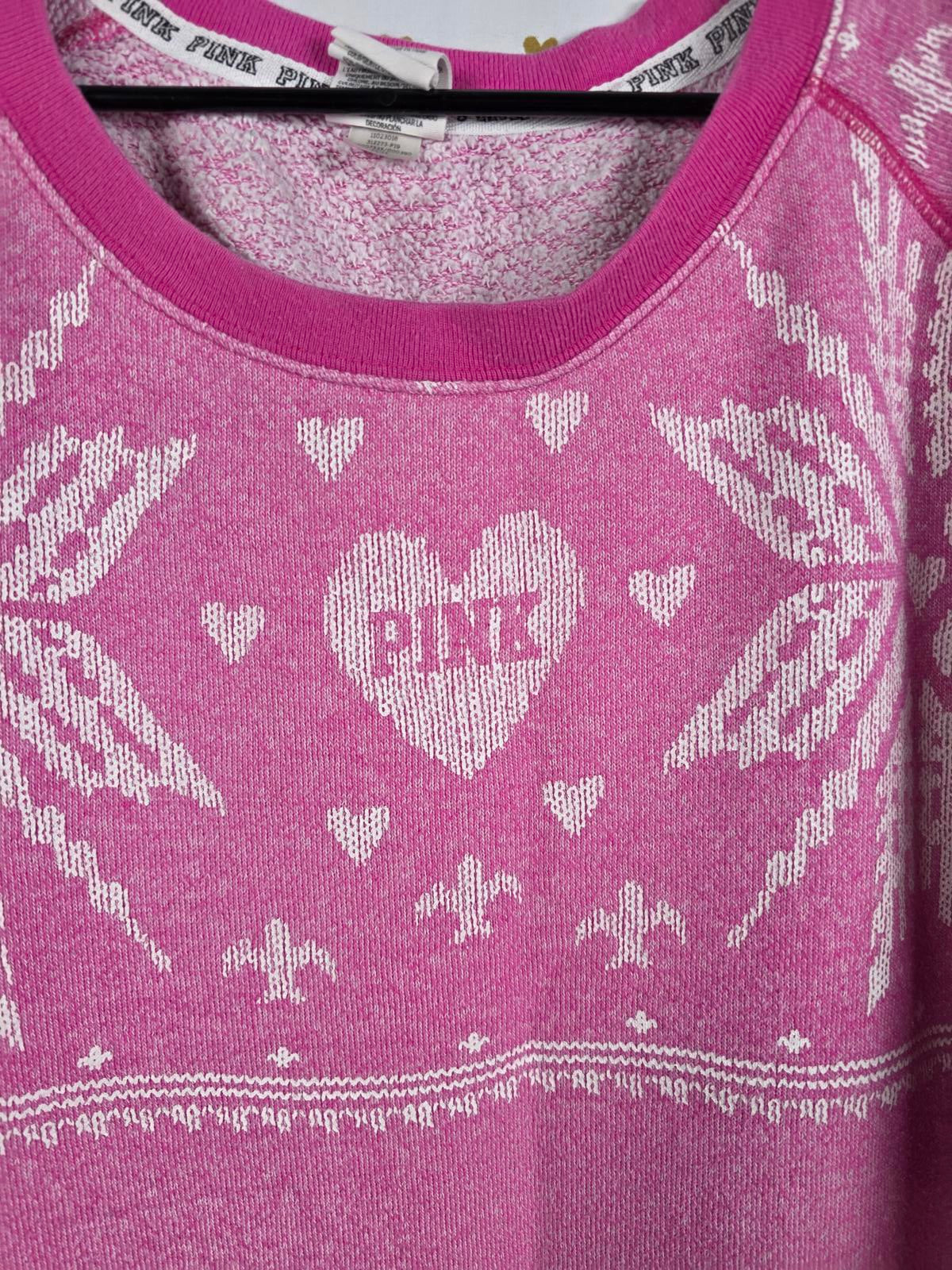 Victorias Secret Pink Winter Style Pullover Crew Sweater Vintage Style Large