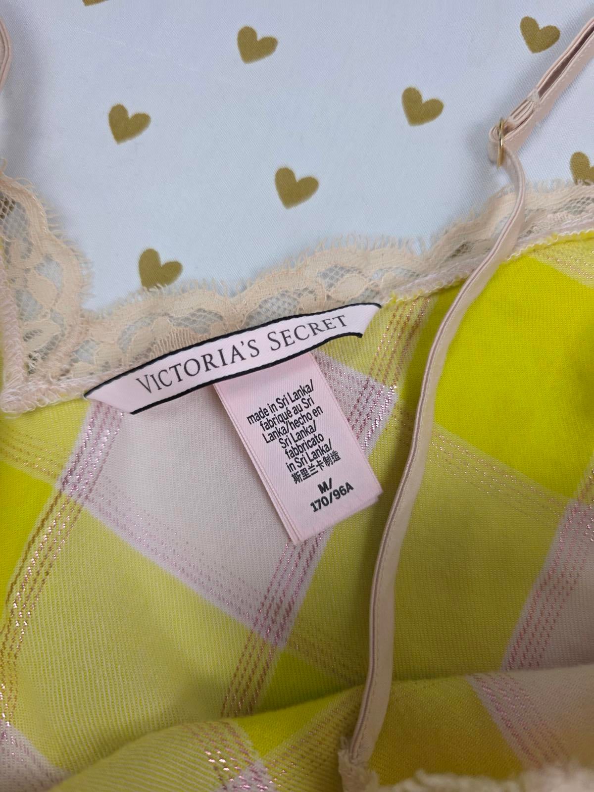 Victorias Secret PLAID Sleep Set Tank Shorts Pajama PJ 2Pc MEDIUM Yellow