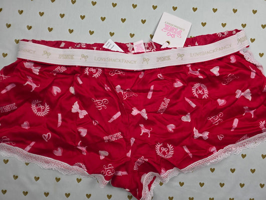 Victorias Secret PINK LOVESHACKFANCY New NWT Boxer Sleep Shorts XL Ruffle Bow