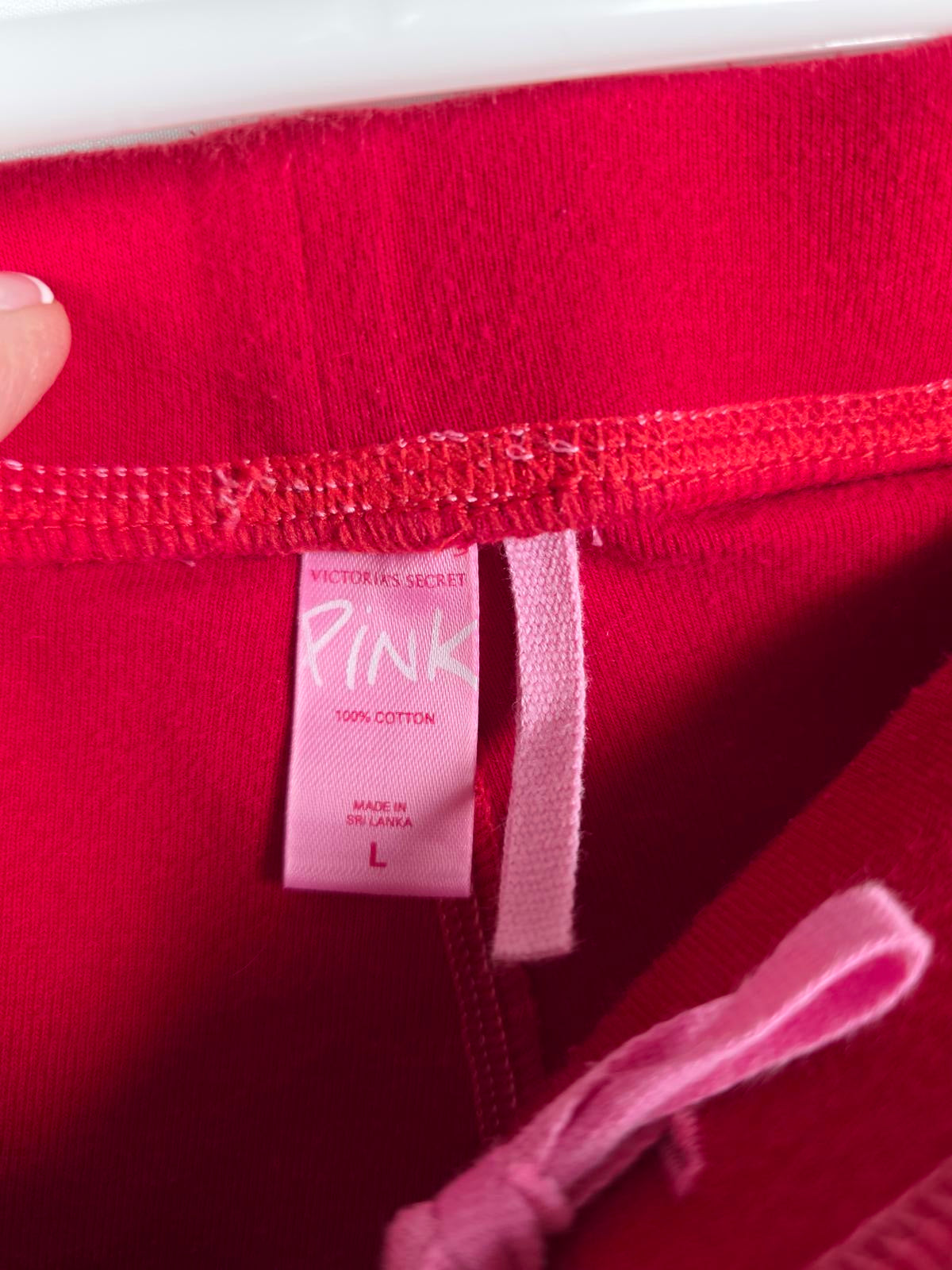 Victorias Secret PINK Vintage 100% Cotton Red Sweats Sweatpants Y2K Large lounge