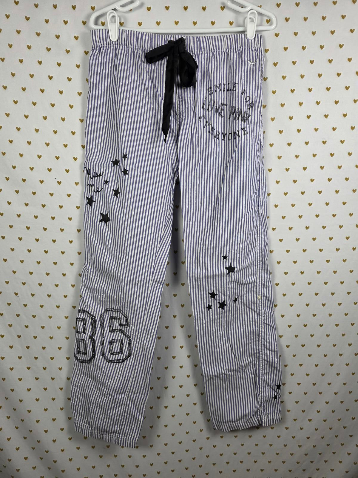 Victorias Secret VINTAGE Y2k Striped Sleep Pajama Pants Blue XS PJ