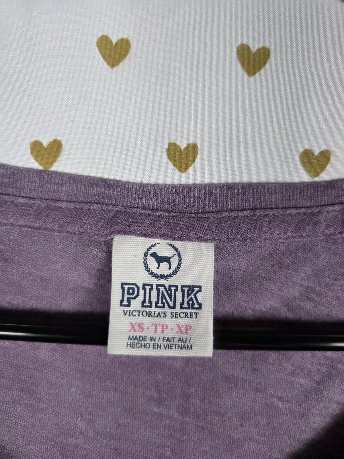 Victorias Secret PINK Sequined Crest Bling Tee Shirt Vintage y2k Cotton xs