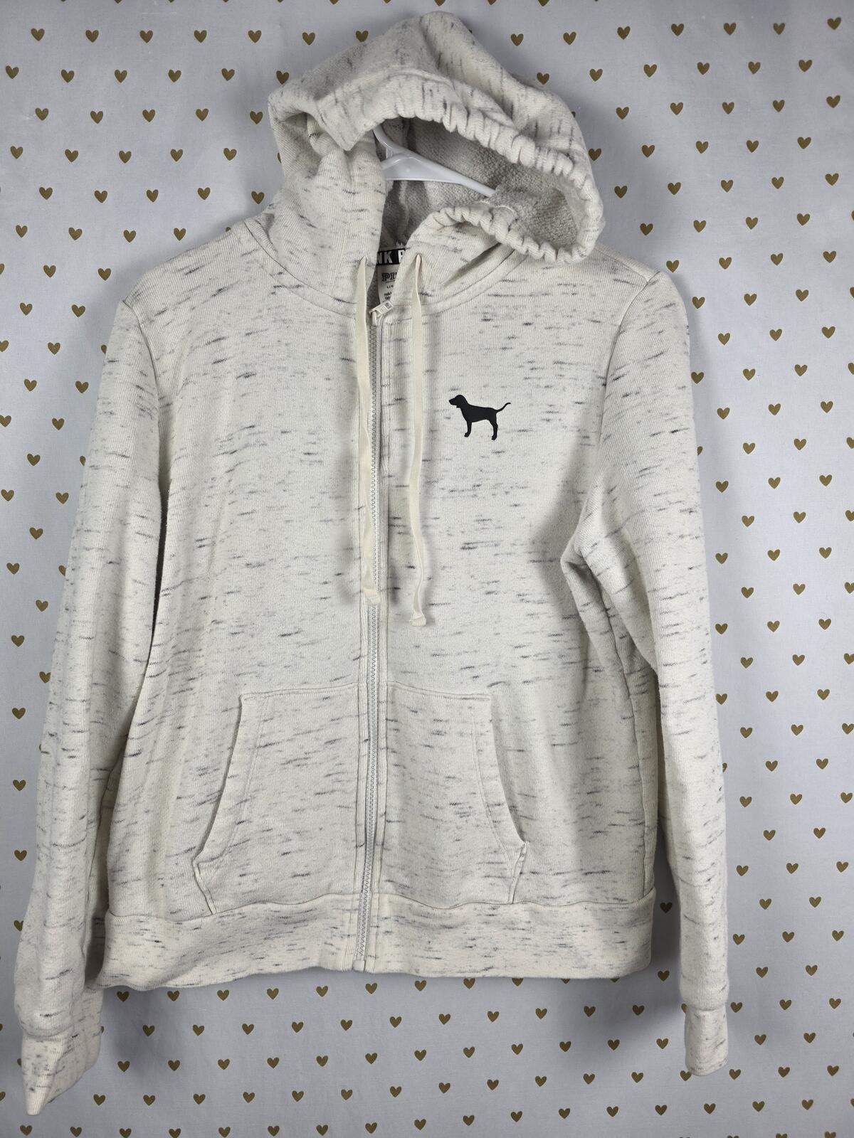 Victorias Secret Pink CREST LOGO Hoodie Full ZIp Jacket LARGE