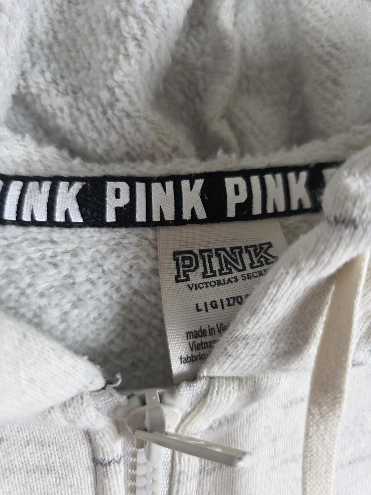 Victorias Secret Pink CREST LOGO Hoodie Full ZIp Jacket LARGE