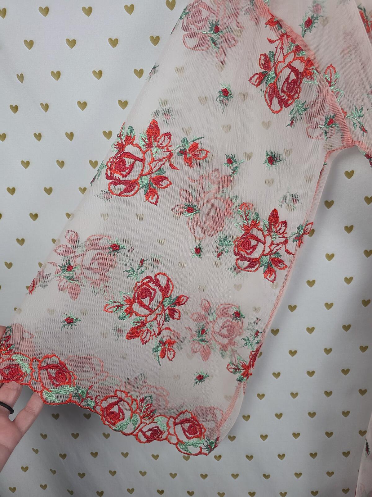Victorias Secret Evening Blush Embroidered Rose ROBE Sheer XS SMALL