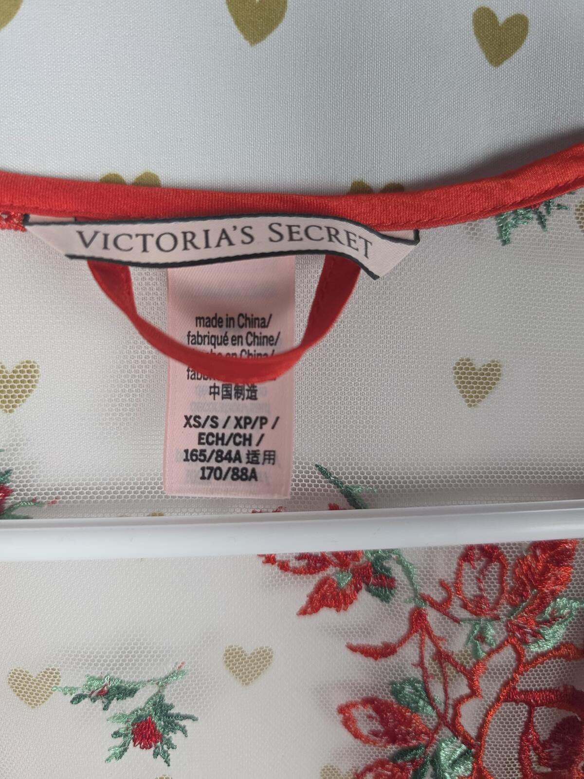 Victorias Secret Evening Blush Embroidered Rose ROBE Sheer XS SMALL