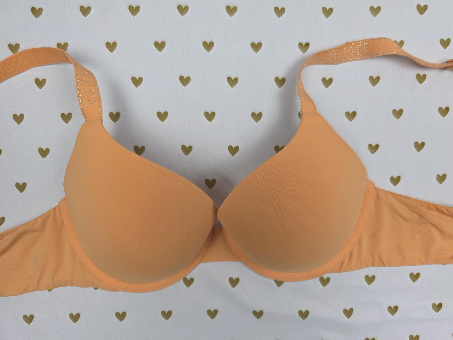 Victorias Secret Orange T Shirt Push Up Full Coverage Bra 34B