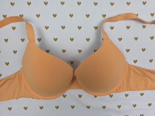 Victorias Secret Orange T Shirt Push Up Full Coverage Bra 34B