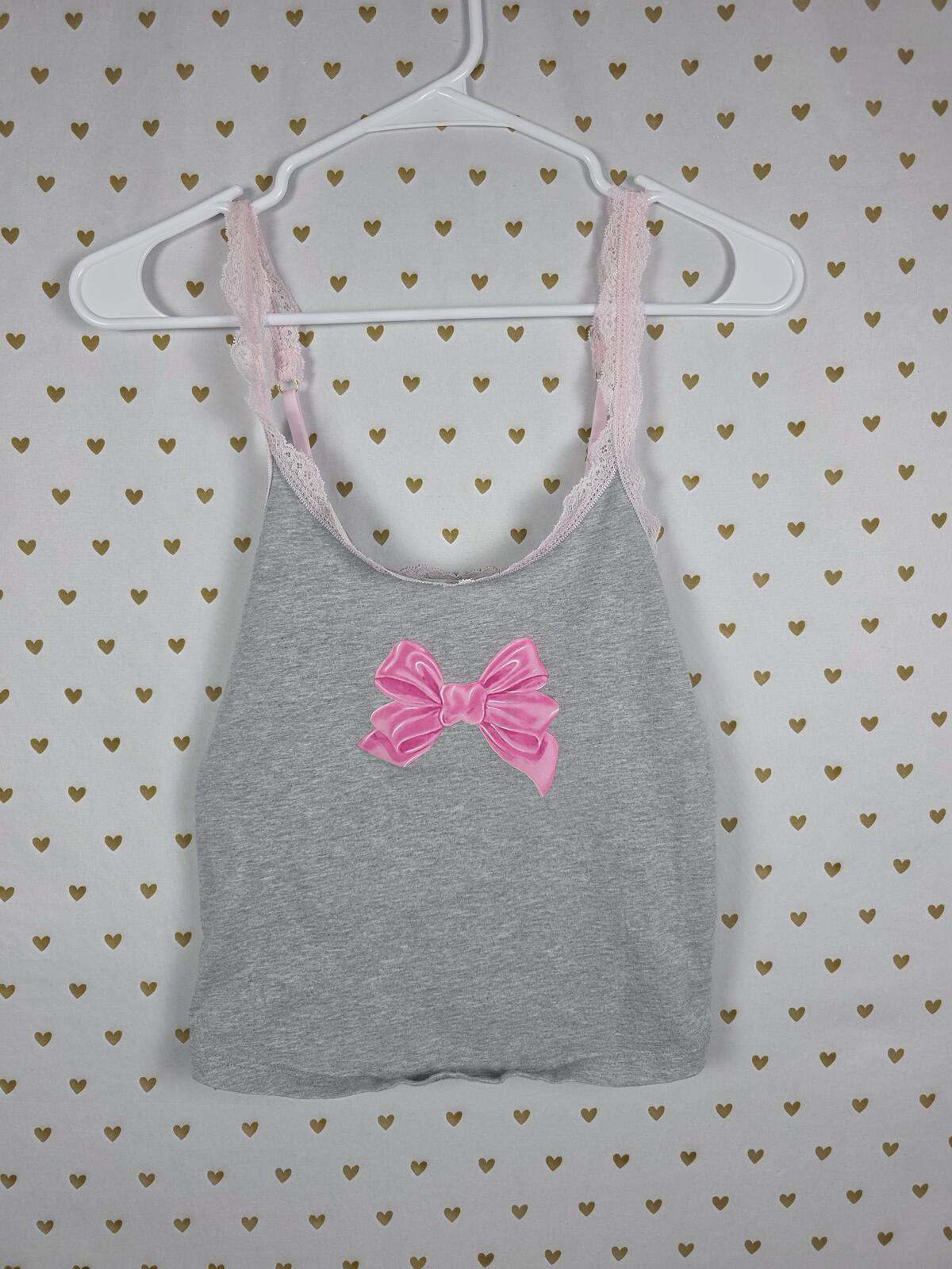 Victorias Secret PINK LOVESHACKFANCY Tank Top Bow SMALL Cotton Cami