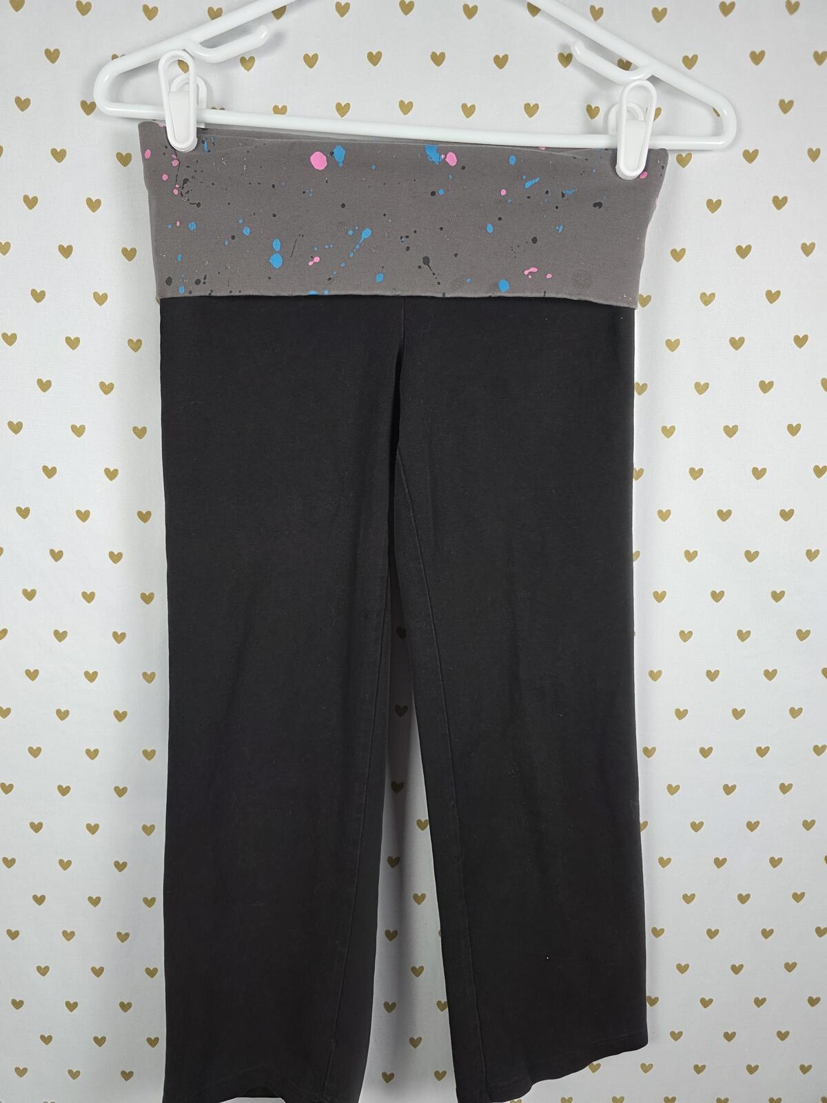 Victorias Secret PINK VINTAGE FOLDOVER Capri Yoga Pants PAINT SPLATTER Y2k XS