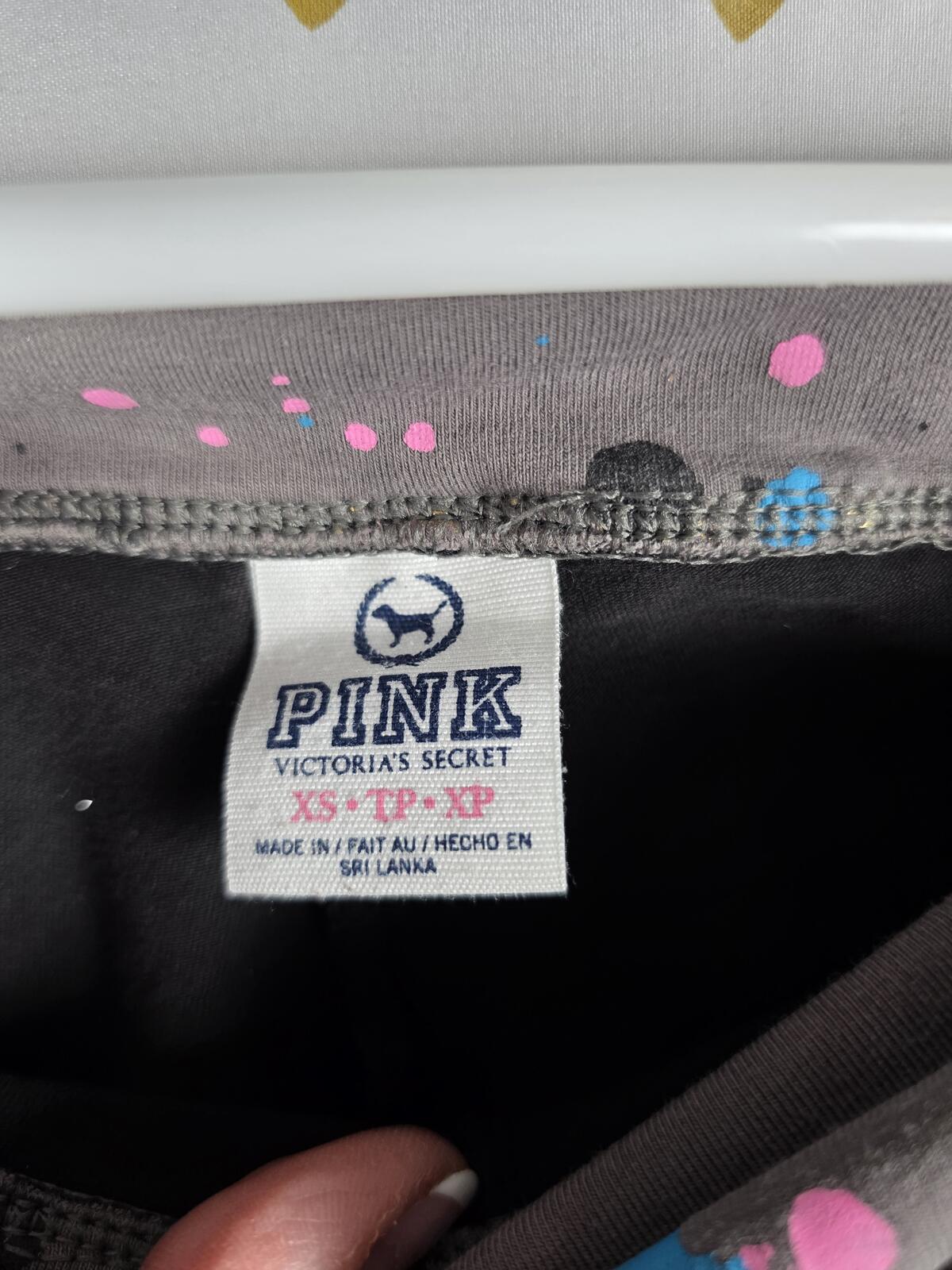 Victorias Secret PINK VINTAGE FOLDOVER Capri Yoga Pants PAINT SPLATTER Y2k XS