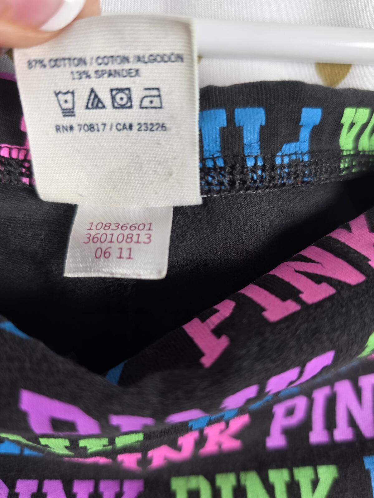 Victorias Secret PINK VINTAGE Rainbow Bling FOLDOVER Yoga Pants Capri small