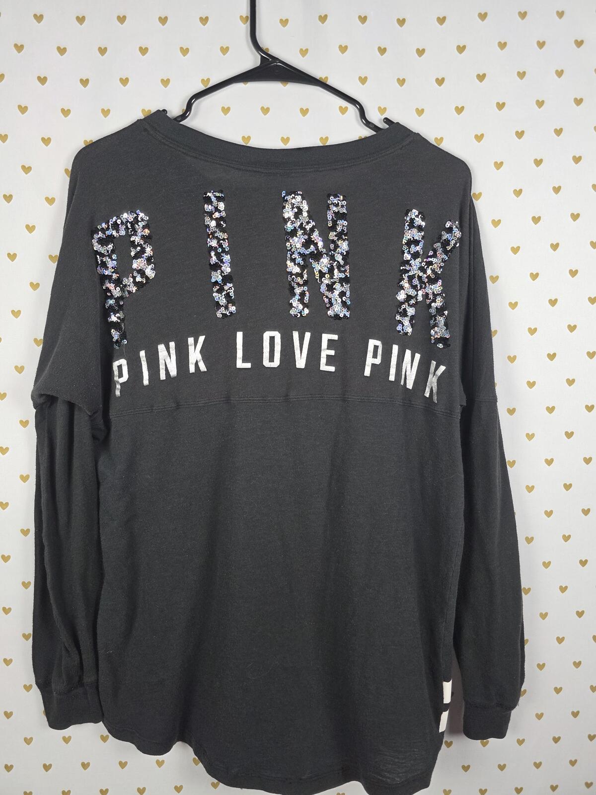 Victorias Secret PINK LEOPARD CHEETAH Bling Sequined Campus Tee Shirt XS