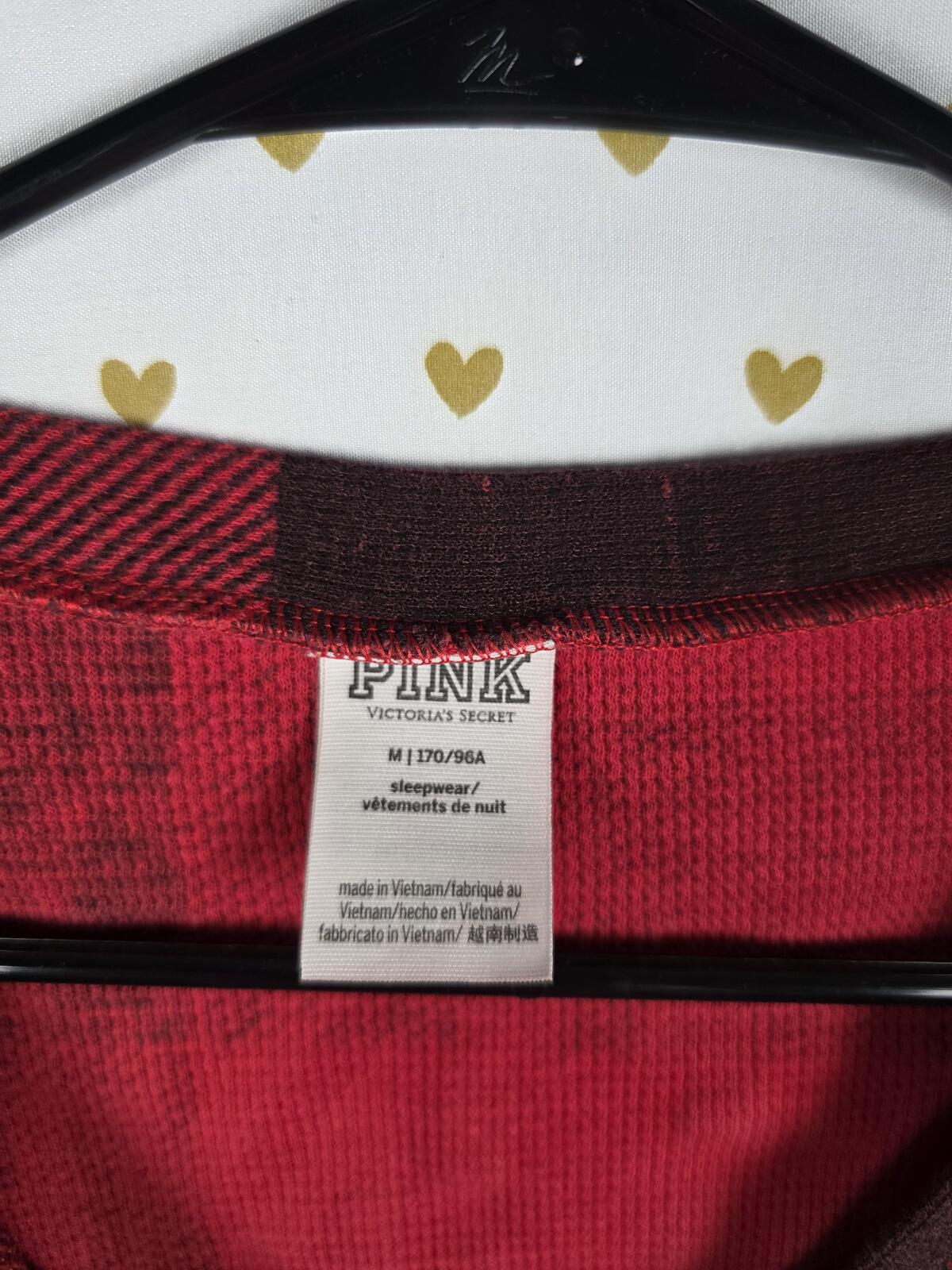 Victorias Secret PINK Buffalo Plaid MEDIUM Sleep Romper Shorts Thermal