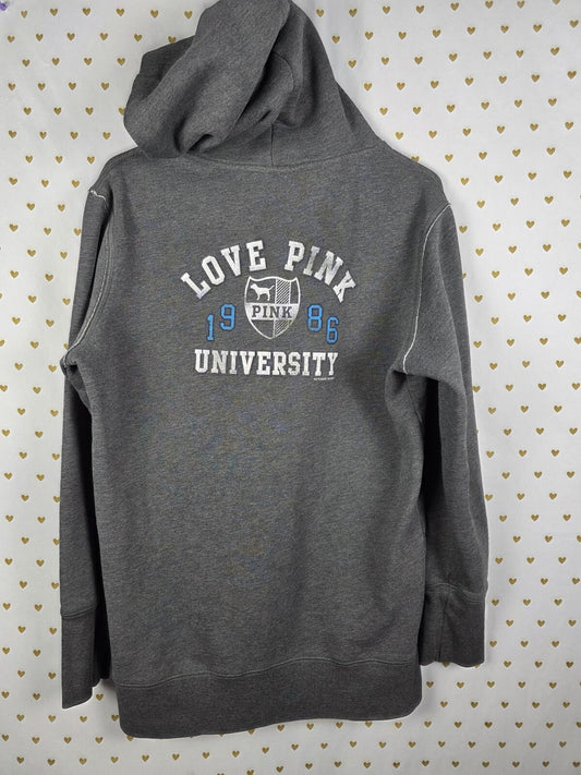 Victorias Secret Pink Oversized Long UNIVERSITY Vintage Pullover Hoodie Sweater