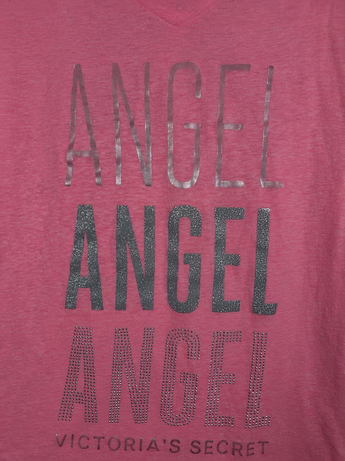 Victorias Secret ANGEL BLING WINGS Neon V neck SUPERMODEL ESSENTIALS Tee Shirt
