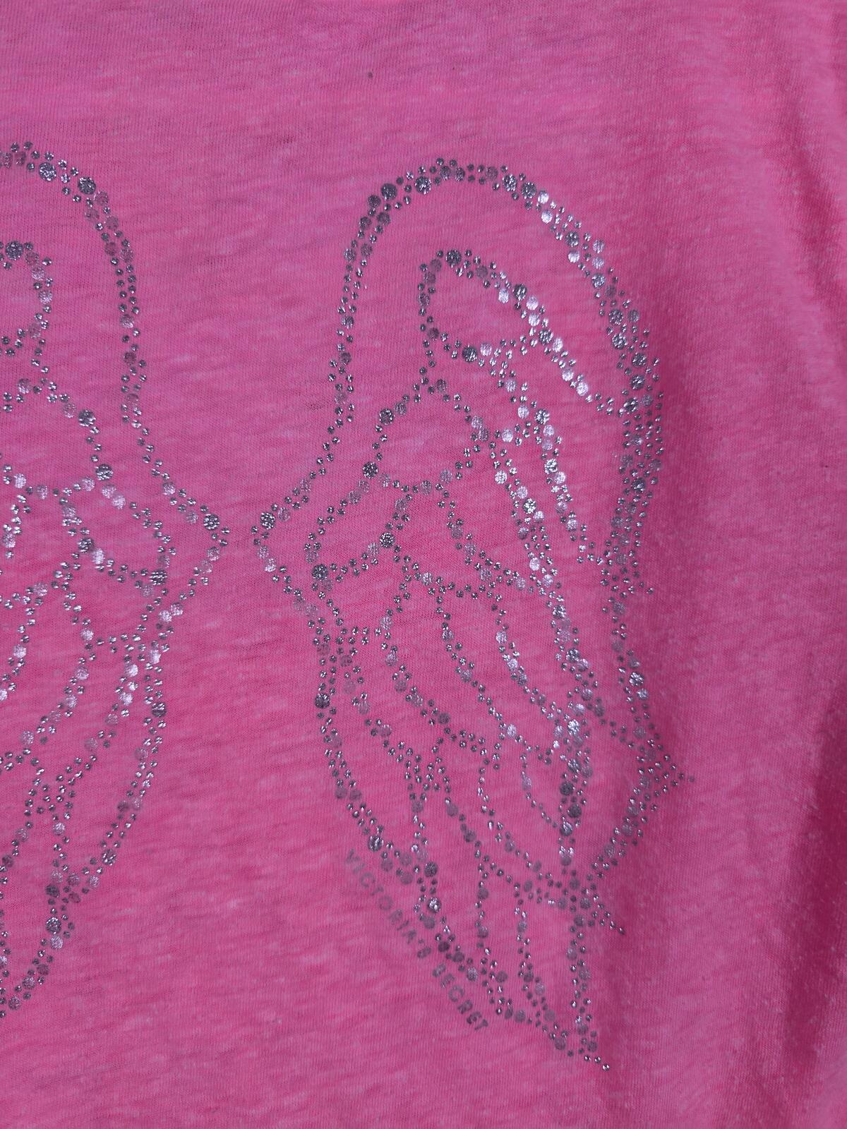 Victorias Secret ANGEL BLING WINGS Neon V neck SUPERMODEL ESSENTIALS Tee Shirt