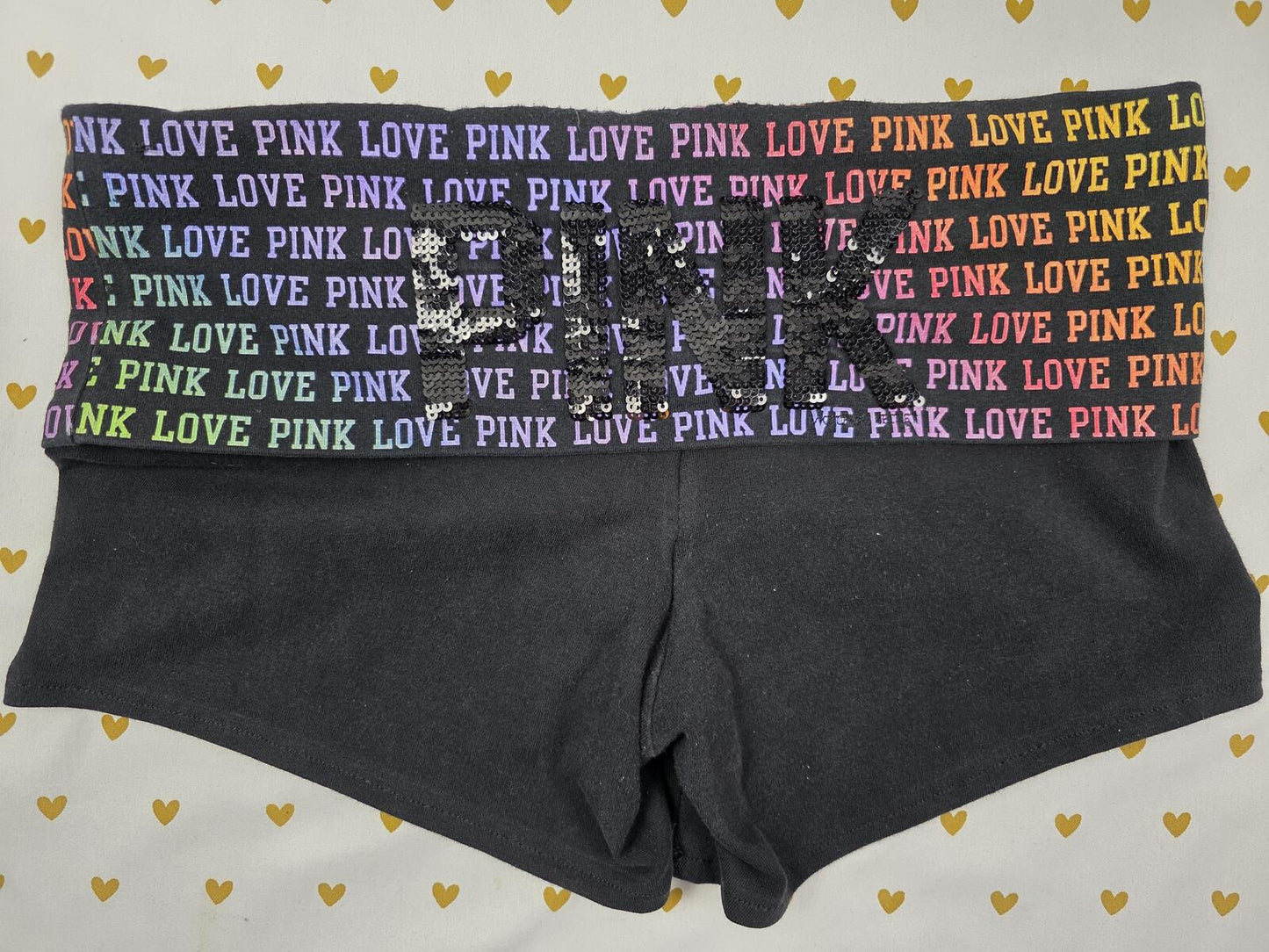 Victorias Secret RAINBOW BLING Foldover Shorts Y2k Sequined MEDIUM