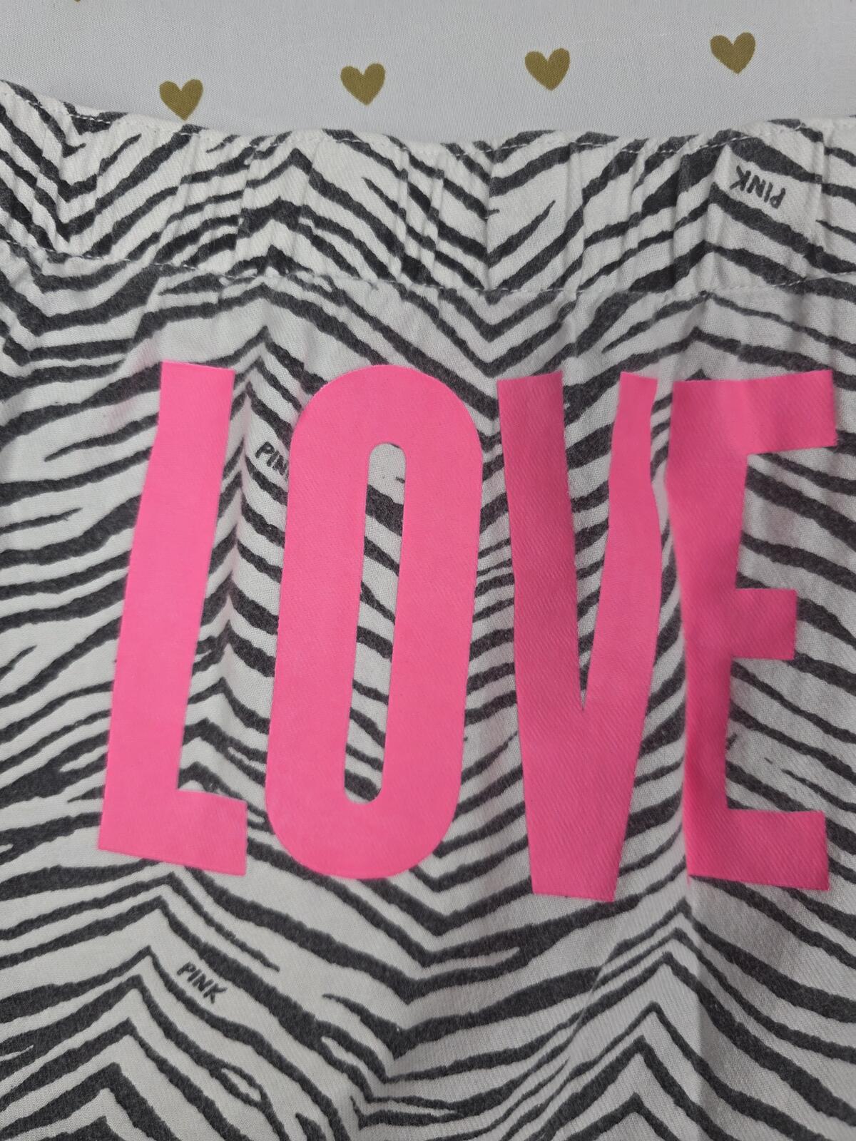 Victorias Secret PINK VINTAGE Zebra LOVE Heart Y2K Sleep Shorts PJ Bottoms MED